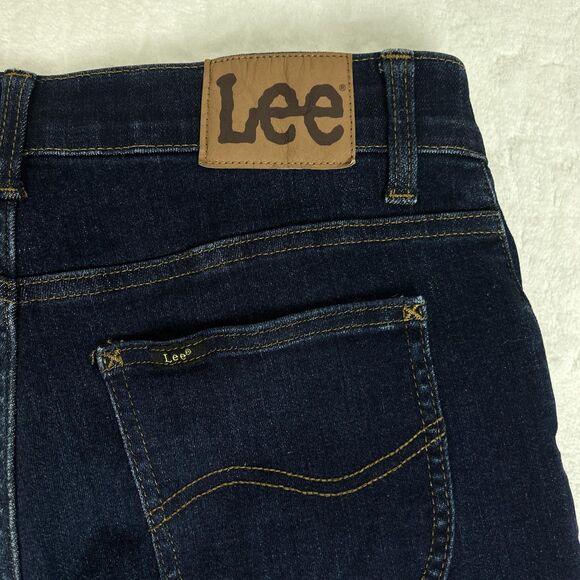 Lee Jeans Womens 12 Long Blue Dark Wash Bootcut Stretch Denim Zip Fly Classic - Picture 1 of 13